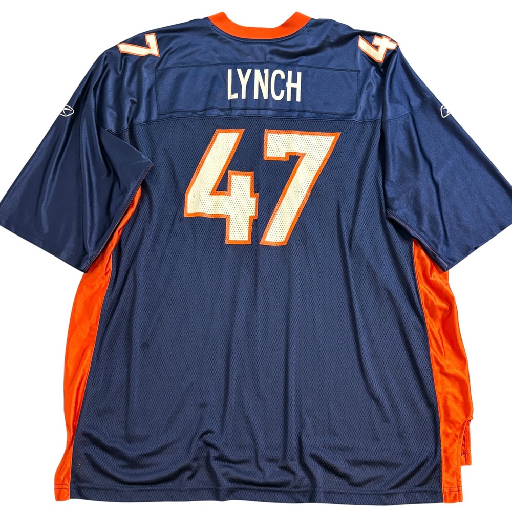 Mens Reebok Denver Broncos John Lynch 47 Jersey Navy Blue 4XL NFL